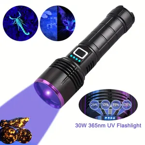 30W High-Power Rechargeable UV Flashlight - Ultra-Bright 365nm Black Light for Pet Urine Detection, Resin Curing, Minerals, Blood Tracking, Scorpion, Rockhounding, Yooperlites, A/C Leak Detection - USB Powered, 4-Mode, Long-Lasting Lithium Battery