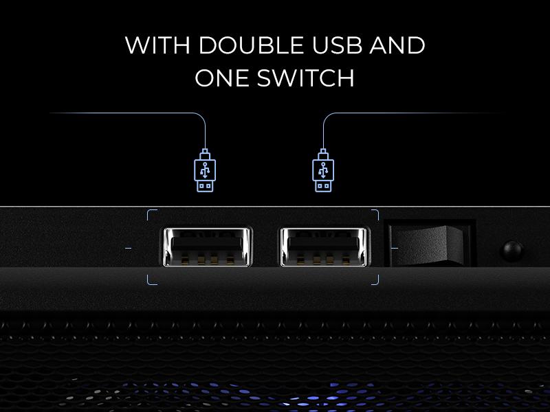 havit HV-F2056 15.6"-17" Laptop Cooler Cooling Pad - Slim Portable USB Powered (3 Fans), Black/Blue