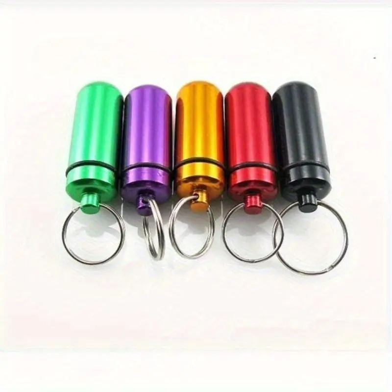 Outdoor Medicine Bottle, Aluminum Alloy Keychain Hanging Bottle, Mini Waterproof Small Medicine Can, Portable First Aid Pill Bottle, Sealed Can Bottle