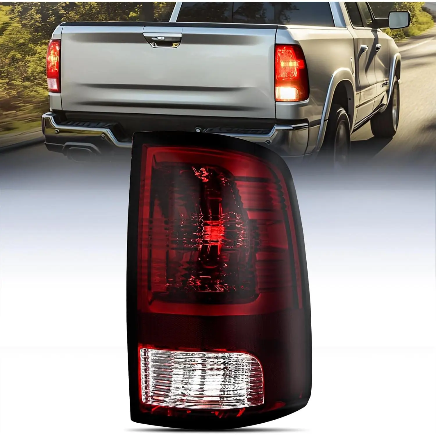 Nilight OE-Style Dark Red Passenger Side Taillight Assembly for Ram Trucks - DOT Certified, Plug-In Fit, Sealed Housing, Visibility Boost, Vehicle Accessory Compatible with 2009-2018 Dodge Ram 1500/2500/3500 & 2019-2021 Classic Rear Lamp, Waterproof, Bulb