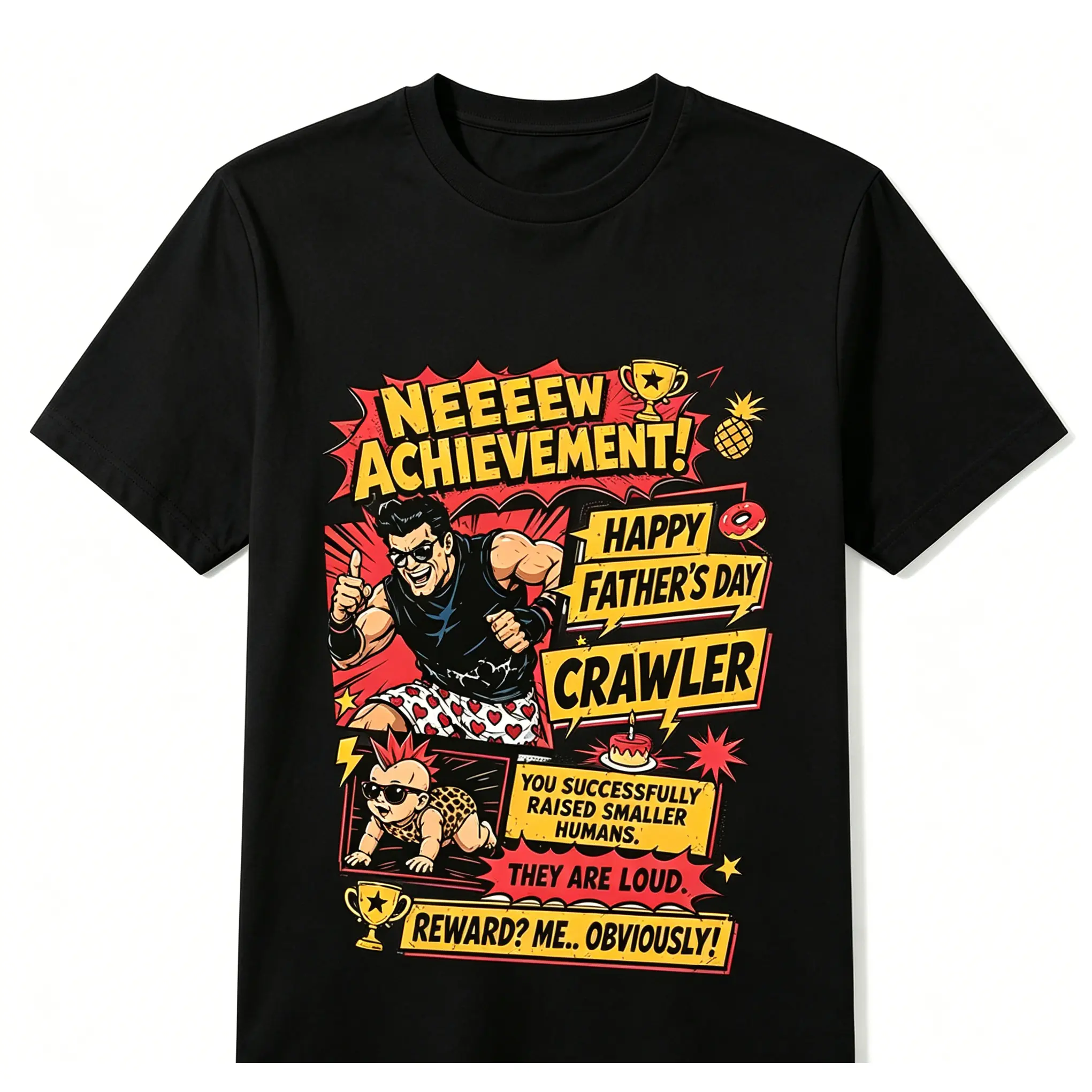 New Achievement Father's Day cotton Shirt, Dungeon Crawler Carl Dad Tee, Dad Achievement T-Shirt, Funny DCC Fan Shirt, LitRPG Game Lover Dad Shirt