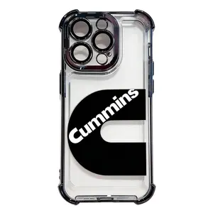Springtok Cummins Pattern Aesthetic Electroplated TPU Casing for iPhone 17 16 15 14 13 12 11 X XS PRO PLUS MAX & Samsung Galaxy S25 Ultra S24 S23 S22 S21 Plus Four Corners Anti-Fall Transparent Soft Silicone Shockproof Protection Cellphone Case