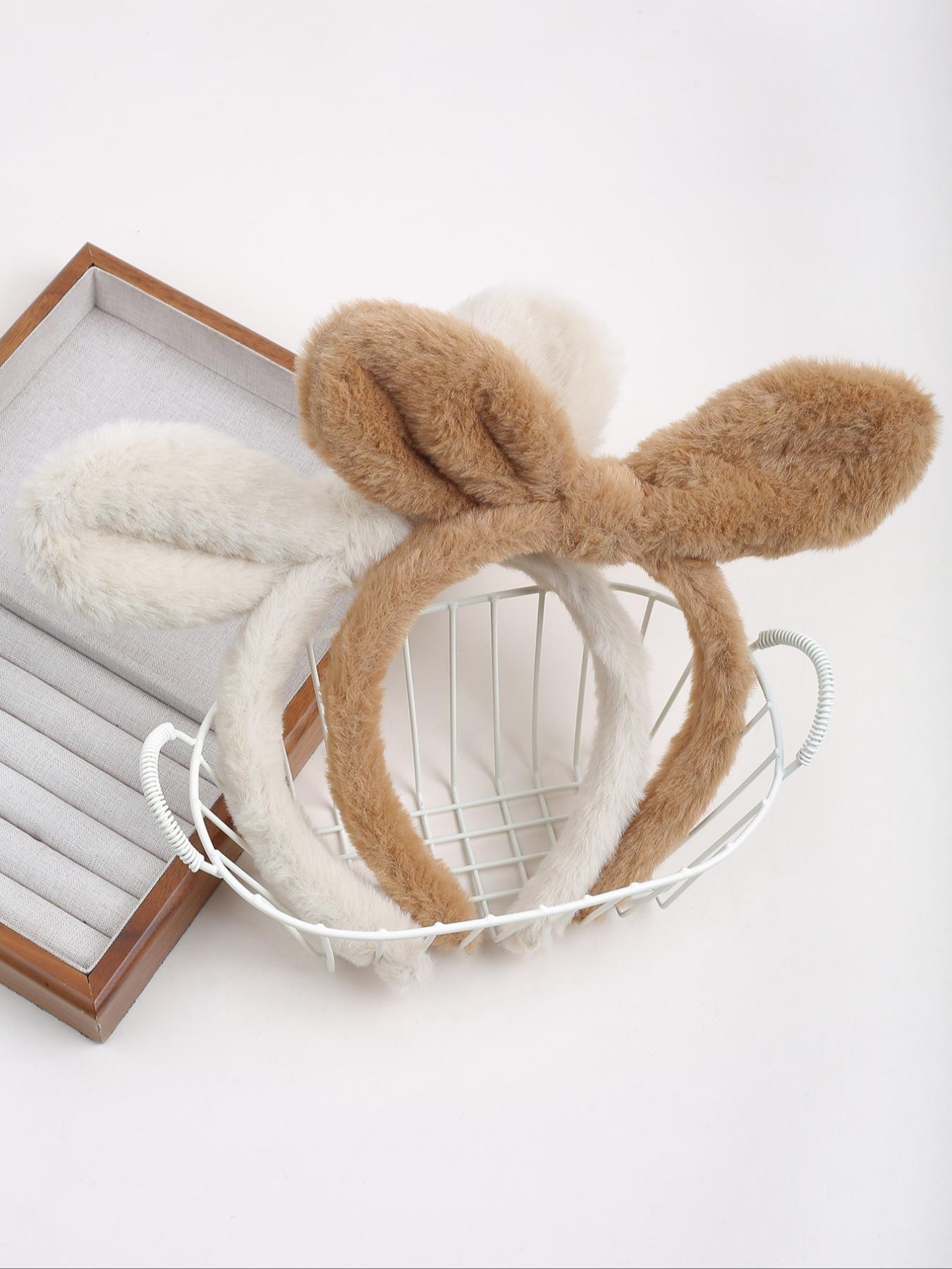 Cute Plush Rabbit Ear Design Hair Hoop, 2024 New Style Fashionable Hair Accessories for Women & Girls, Minimalist Headwear Suitable for Thick Hair