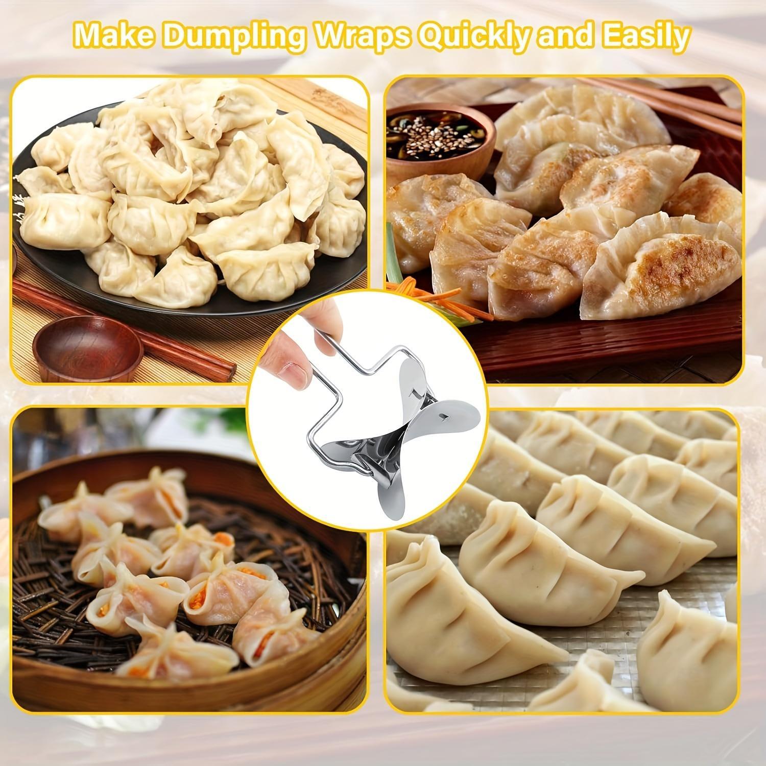 [Durable Build] Yuhuphyllic Stainless Steel Dumpling Maker - Automatic Dough Cutter and Pastry Press, Ergonomic Handle, Ideal for Home Kitchen Cooking and Baking, Dumpling Maker Press