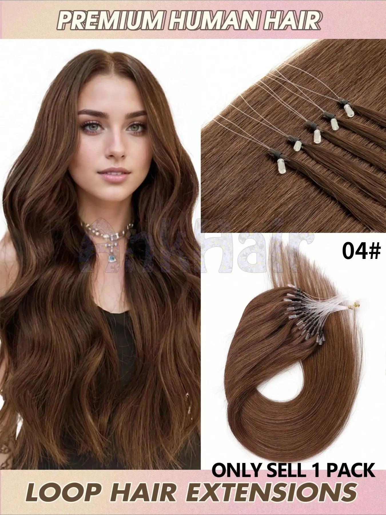 Micro-Loop Real Human Hair Extensions, Natural Straight Hair, Invisible Micro-Bead Thickened, Seamless Blend, Easy Application