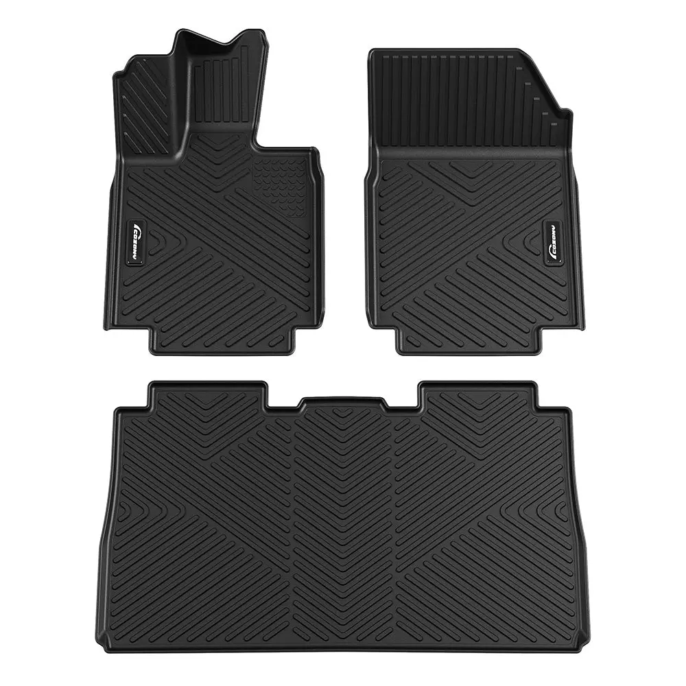 GARVEE Floor Mats for Tesla Cybertruck 2023 2024 2025, TPE All Weather Cybertruck Accessories Custom Fit Front 1st & 2nd Row Floor Liner, Black