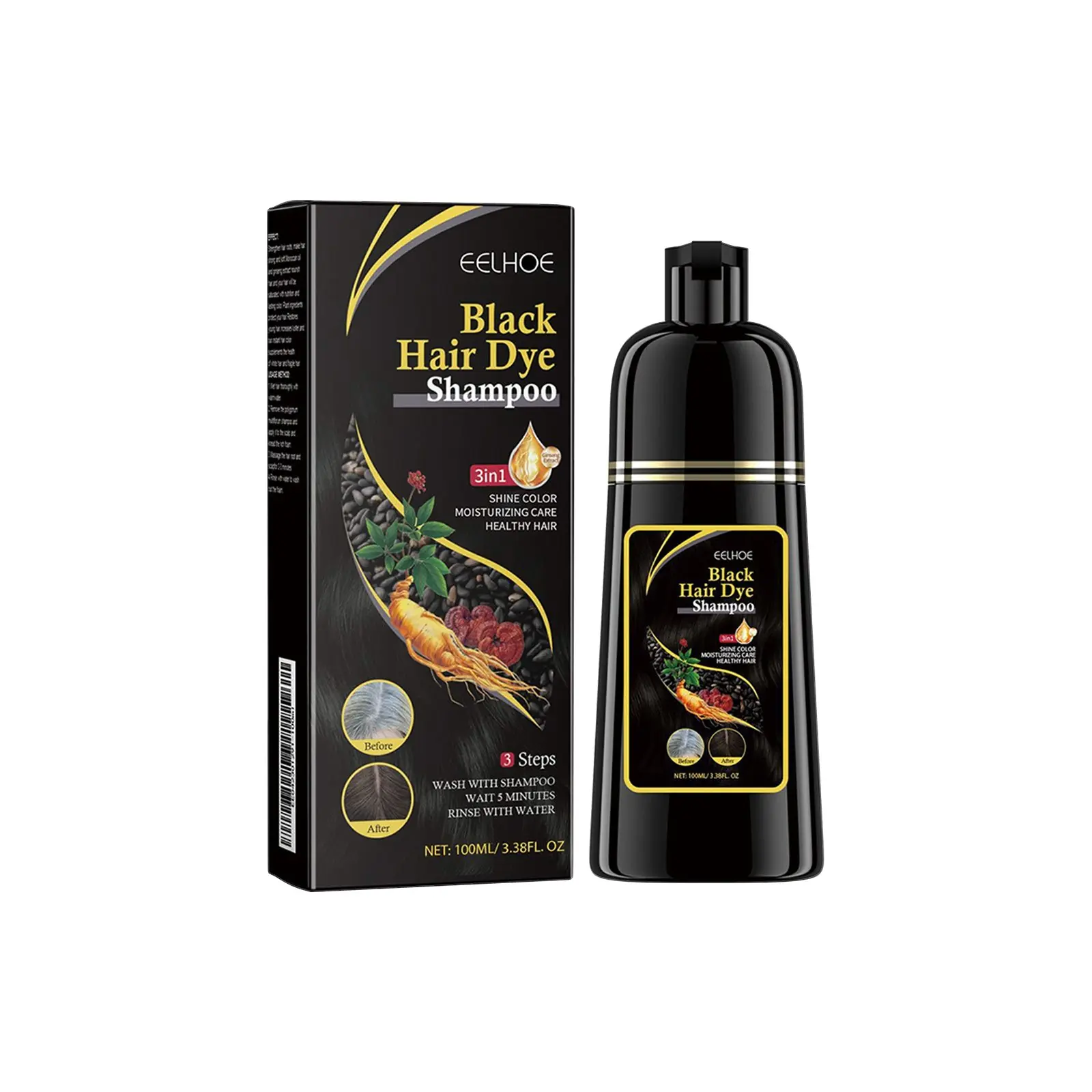 Hair Shampoo with Polygonum Multiflorum Essence, Nourishing Cleansing Repair, Dark Smooth Hair Care, Essential Hair Treatment
