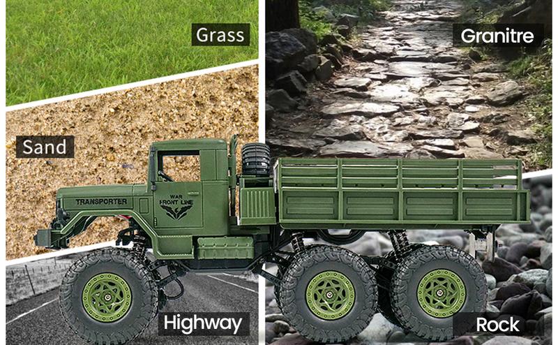 Military Truck 2.4Ghz Off-Road Remote Control Car RC 4WD Truck for ATVs, Children's Day Ideal Gift for Boys (Green)