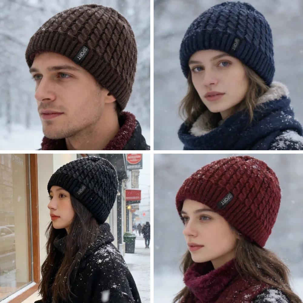 Hot Sale Unisex Casual Winter Hat SPORT Label Twisted Pattern Knitted Hat Winter Cozy Soft Beanie Hats