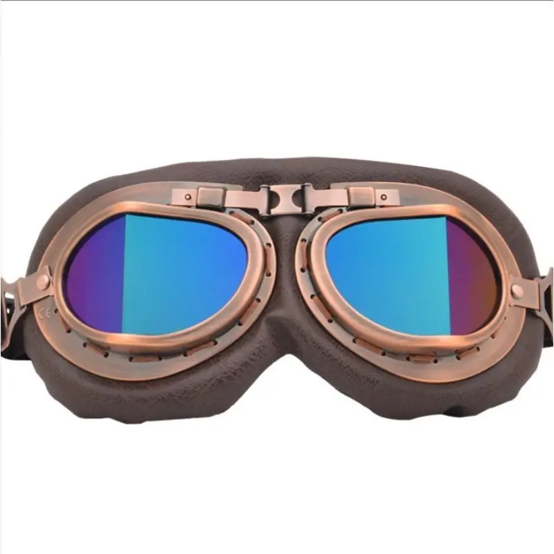 Retro Motorcycle Goggles, Bronze Tinted Windproof Riding Glasses for Cruiser Scooter Motocross, Unisex Adult Fit