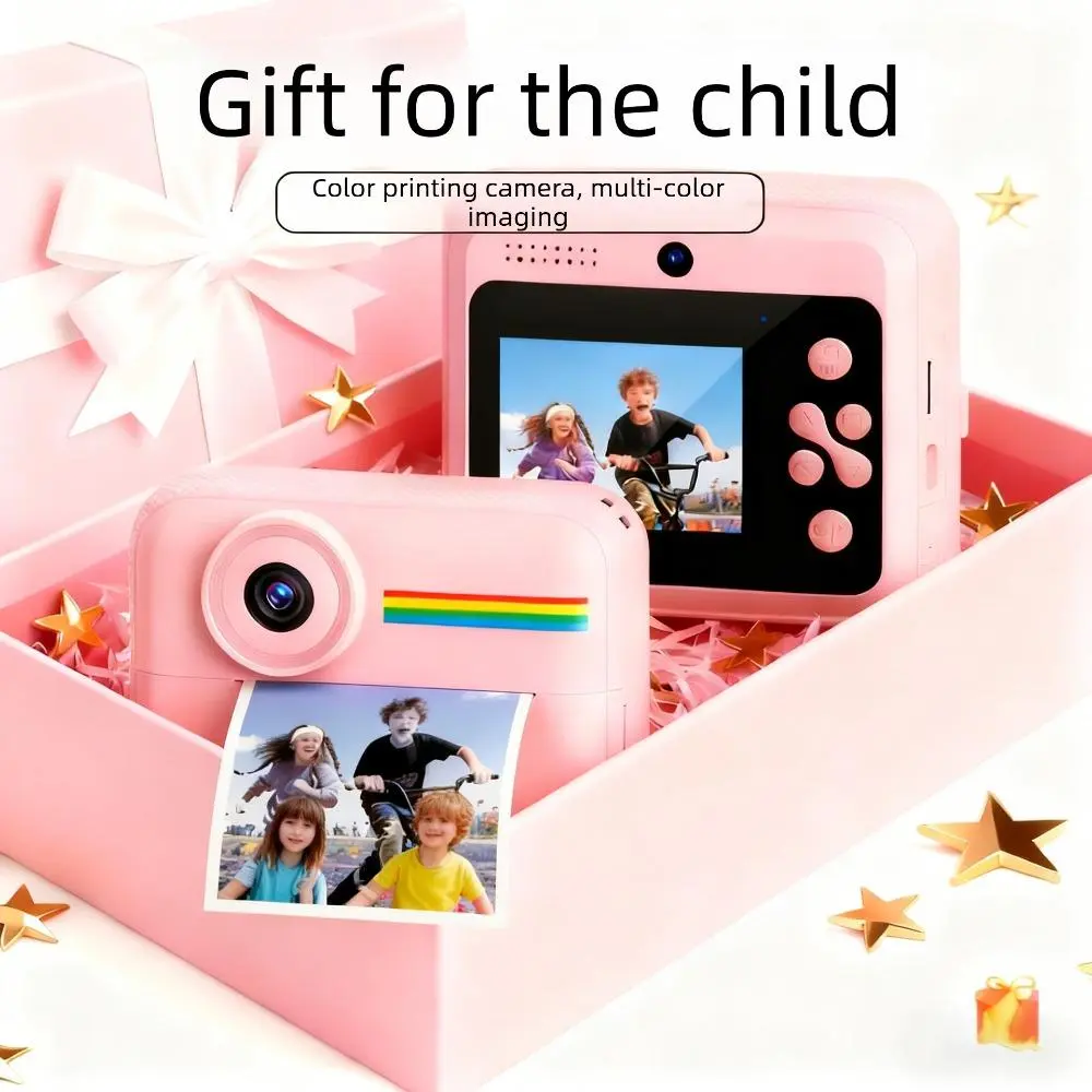 Kids Instant Print Digital Camera, Shoot & Print Instant Color Photos, Cute Photography Toy Perfect Birthday Gift for Little Girls#