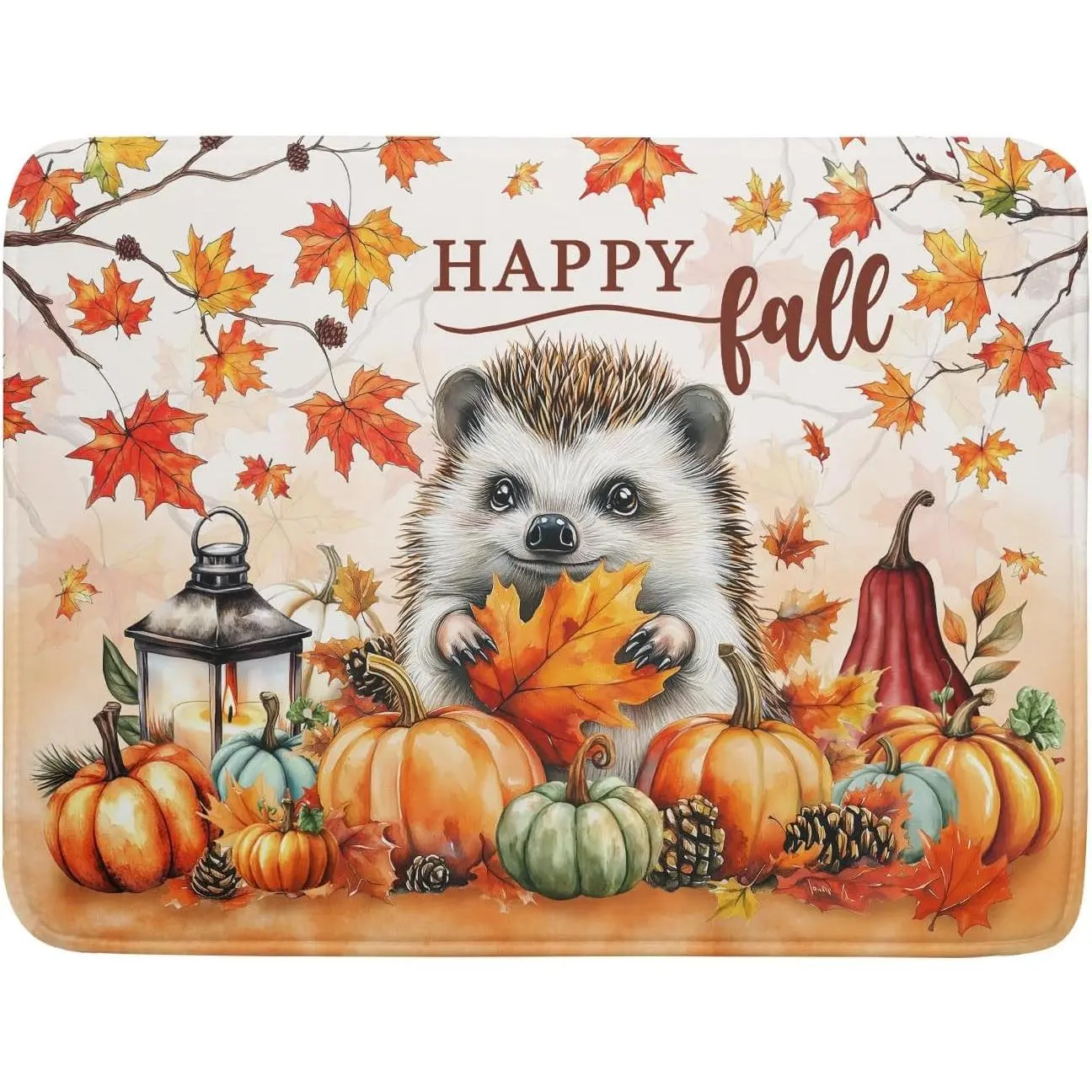 Happy Fall Dish Drying Mat - Large Absorbent Microfiber Drying Pad for Kitchen Counter 18 x 24 in Yellow