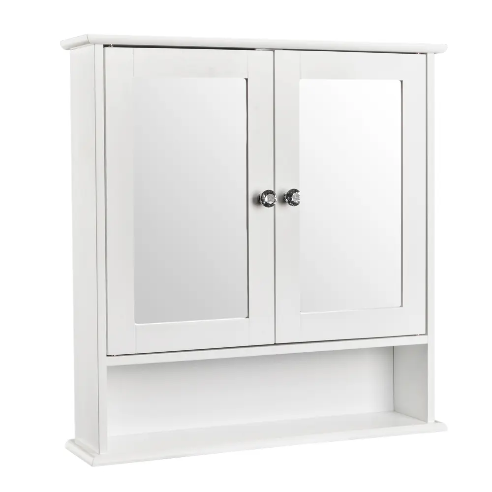 Mirrored Bathroom Storage Cabinet, Double Door Wall Mounted Medicine Cabinet, Space Saving MDF Organizer with Magnetic Doors for Toiletries Cosmetics