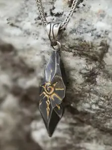 1 Piece Retro Personalized Sun Rune Wishing Stone Pendant Necklace with Stainless Steel Chain, Amulet Jewelry