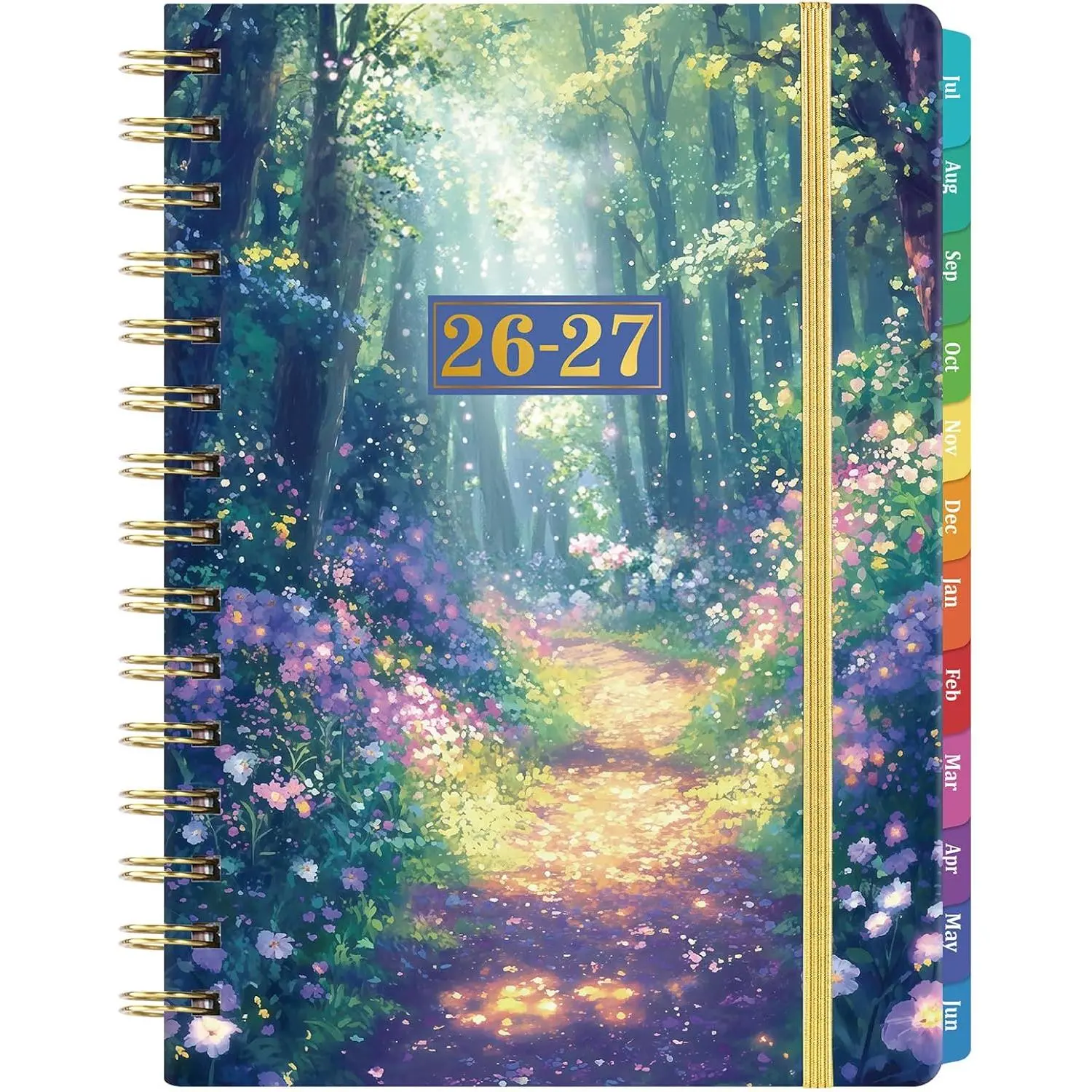 Planner 2026-2027 - from July 2026 - June 2027, 8.5'' X 6.4'' | Academic Planner 2026-2027, 2026-2027 Weekly Monthly Planner with 12 Month Colorful Tabs, Inner Pocket - Forest Path