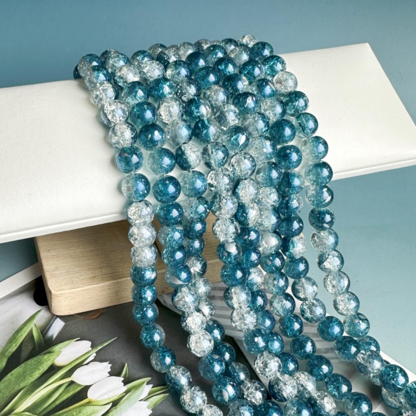 10mm Glitter Glass Beads (50pcs/100pcs), DIY Jewelry Making Accessories for Necklace & Bracelet & Earrings, Jewelry Beads for Women & Teenager, Handmade Crafts