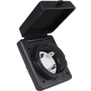 RV TT-30 Flanged Inlet 30A 125 , Straight  Generator Plug Locking Shore & Marine Power Receptacle Electrical Outlet/Socket, Black or White 30 Amp (TT-30 Straight , Black)