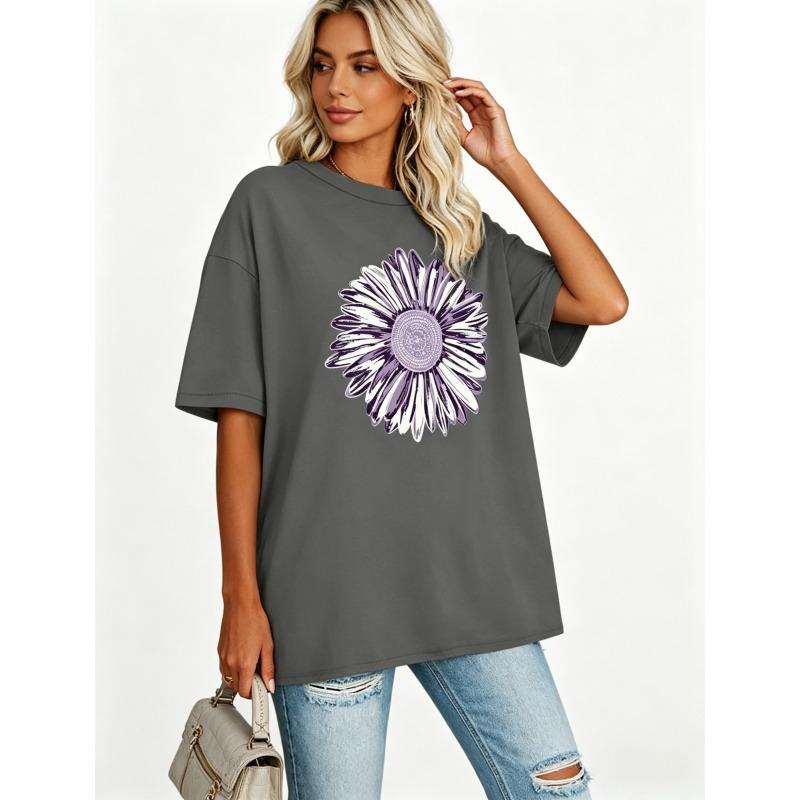 100% Cotton,Womens Oversized Short Sleeve,Crew Neck Short Sleeve T-Shirt Tops ,Printed T-shirt Solid Basic Tee,Oversized T-Shirts,Unisex,Basic,versatile