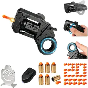 Gun Fidget Toys for Adults, Metal Fidget Toy Guns with Shell+Bullet+Target+Sight, Alloy Fun Toys Cool Hand Spinner to Relieve Stress, Anxiety, Office Desk Toys (Black)fidget toys