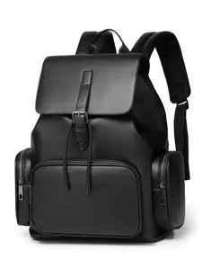 Men's High-Quality PU Leather Backpack, Business Commute Style, Large Capacity Laptop Bag, Multiple Pockets, Travel Essential