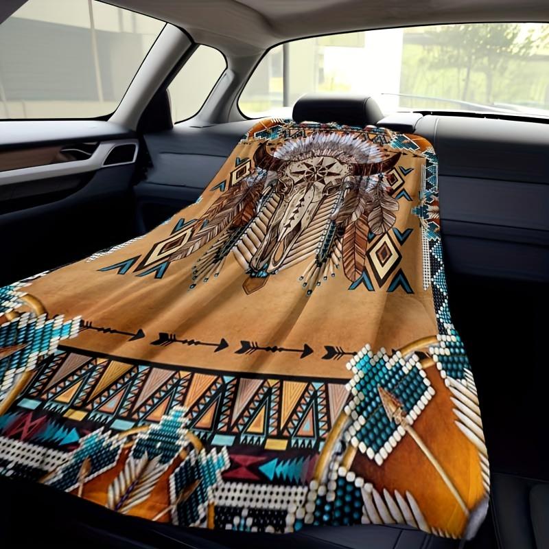 Skull Sheep Head Patterned Indian Style Blanket, Suitable For All Seasons, Comfortable And Cozy, Ideal For Home Sofas, Bedding, Office Napping, Travel, And Camping, Perfect As A Gift For Friends And Family
