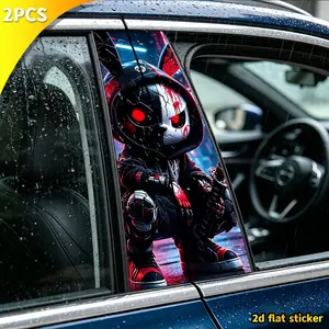 PCS Evil Bunny B-Column Stickers, Removable Waterproof Vinyl Car Decals, Universal Car Exterior Decor, Scratch-Resistant Protection