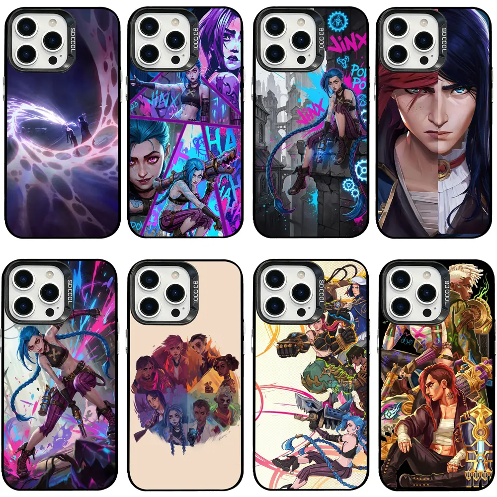 Arcane Jinx Graffiti Cute Protective Casing for iPhone 17 Air,16 Pro Max,15,14 Plus,13,12,11 - Eco-Friendly Plastic+TPU League of Legends Anime Cover with Shockproof, Lens Protector, Scratch Resistant, Polka Dot Design