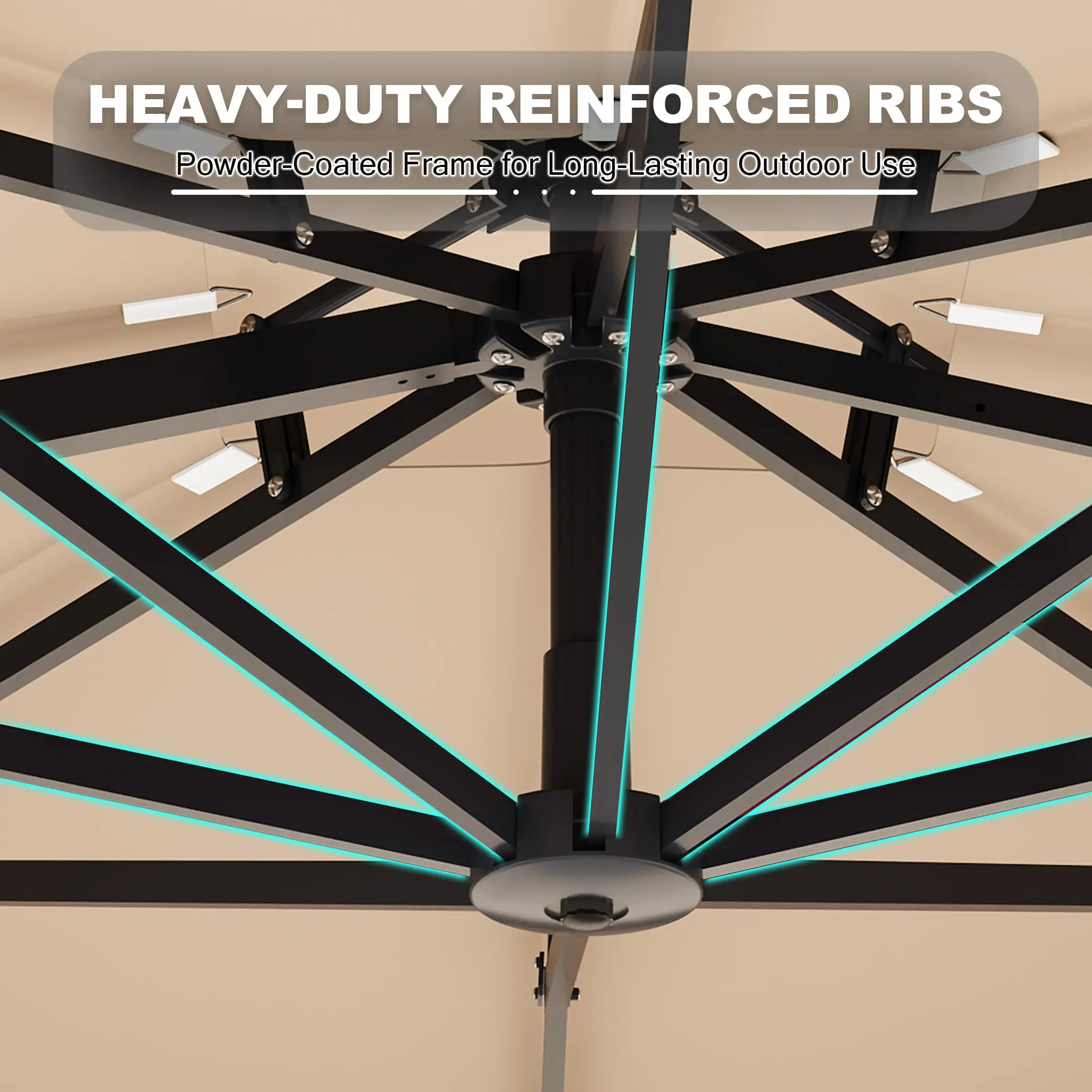 OP-10x10 ft Round Outdoor Umbrella (with Base), Cantilever Patio Umbrella (Supports 360° Rotation and Height Adjustment), Heavy-Duty Aluminum Alloy Frame