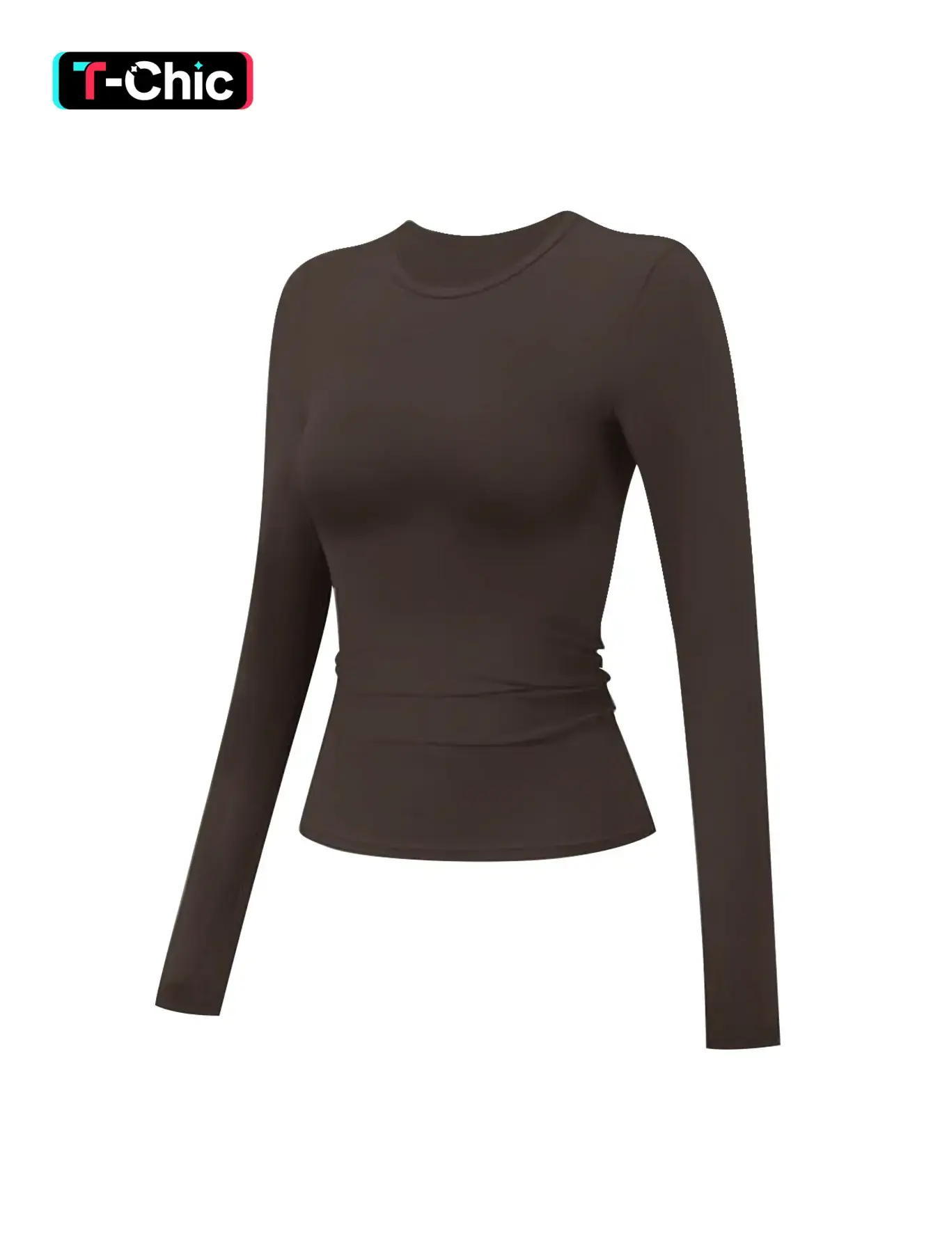 Women's Compression Training Top, Round Neck Long Sleeve, Sporty Yoga T-Shirt, Moisture-Wicking, Fitted, All Seasons, Athletic Compression Tee