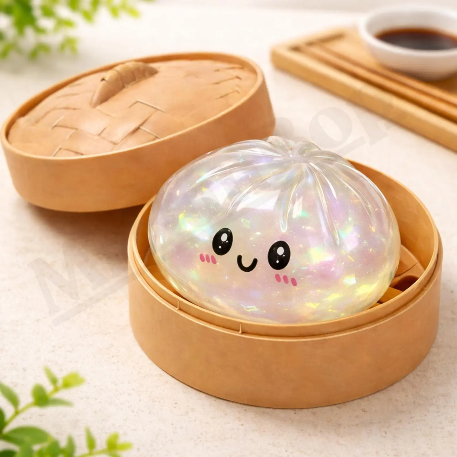 Glitter Dumpling Squishy With Box, Dumpling shaped sensory squeeze toy to relieve stress