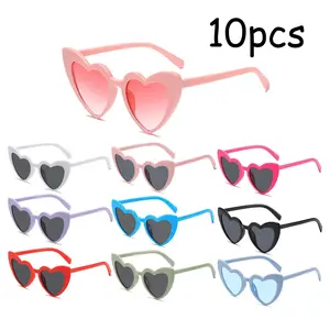 Heart Shaped Sunglasses, 10pcs Party Decorative Sunglasses, Eyewear Supplies for Wedding Beach Travel Christmas New Year Party