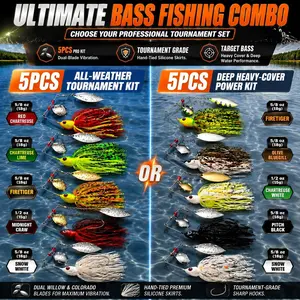 5PCS Professional Spinnerbaits Fishing Lures Set, 1/2 oz 5/8 oz Tournament Bass Spinner Baits Pack, Double Willow Blades & Premium Silicone Skirt for Pike Trout