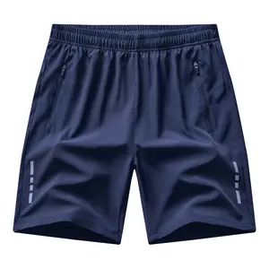 Men’s Performance Quick Dry Athletic Shorts with Zipper Security Side Pockets, Reflective Vertical Strip Accents & Perforated Ventilation Holes, Ultra-Lightweight Moisture-Wicking Fabric, Double Elastic Stretch Waistband, Loose Relaxed Fit Sport Shorts fo