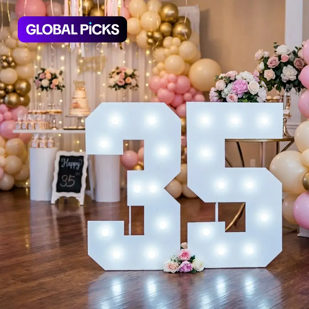 3FT Marquee Numbers, Light Up Numbers 0-9 for 15th 20th 30th 40th Birthday Party Decoration Supplies, Light Up Number for Anniversary Decor, Party Lighting Decoration, 3 Feet Mosaic Number with White Lights, Graduation Party DIY Kit #GLOBAL PICKS