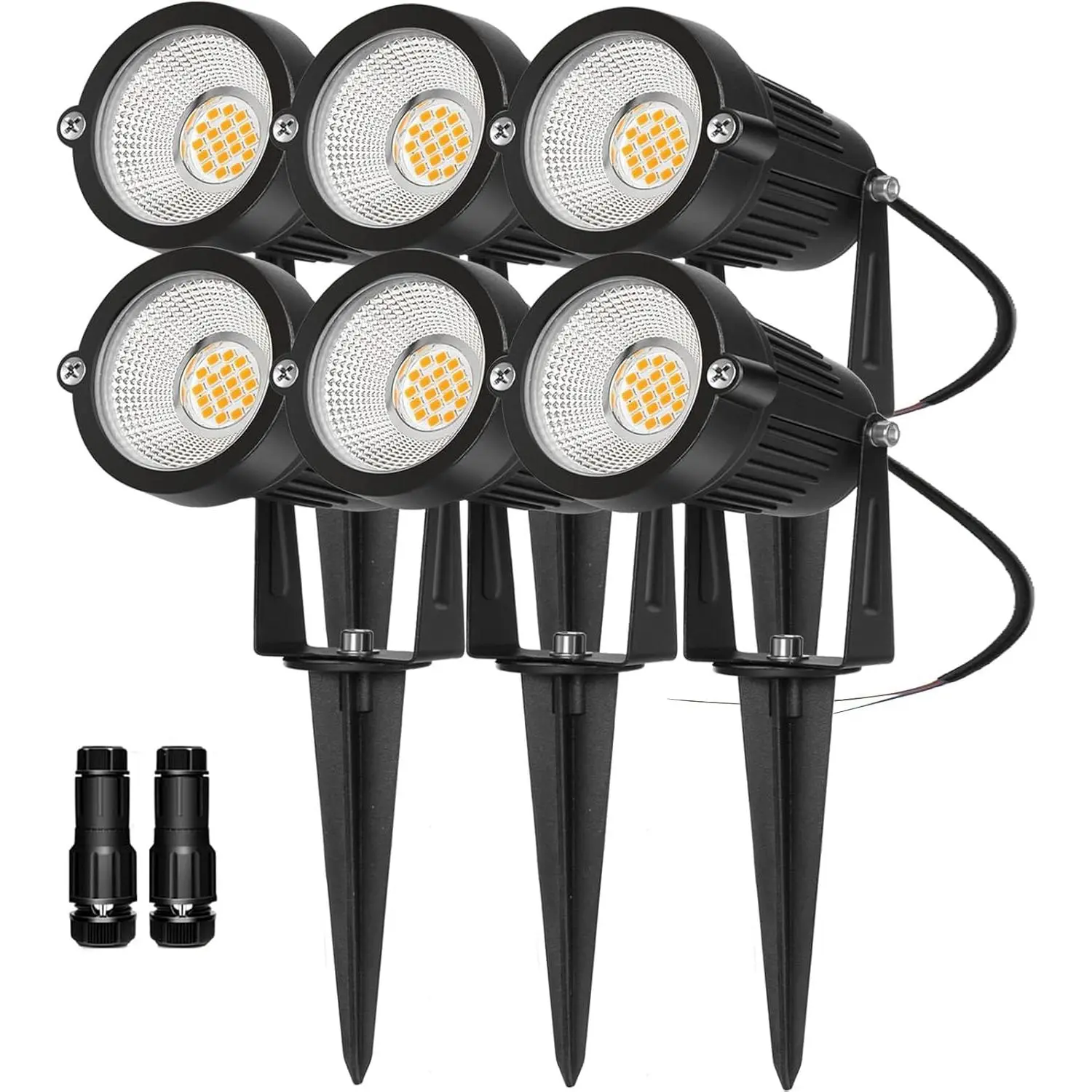 Low Voltage Landscape Lights Outdoor: 7W 700LM LED Landscape Lighting with Connectors for Tree Garden Yard Pathway |   12V 24V Warm White 2700K Spotlights |   IP65 Waterproof |   6 Pack