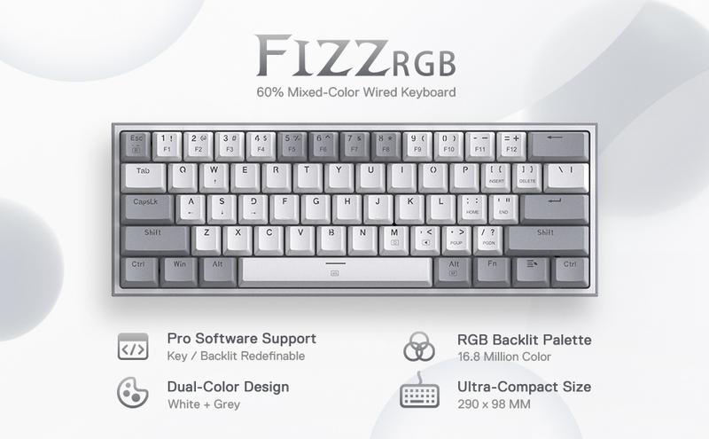 Redragon K617 Fizz 60% Wired RGB Gaming Keyboard, 61 Keys Hot-Swap Compact Mechanical Keyboard, Linear Red Switch, Pro Driver/Software Supported