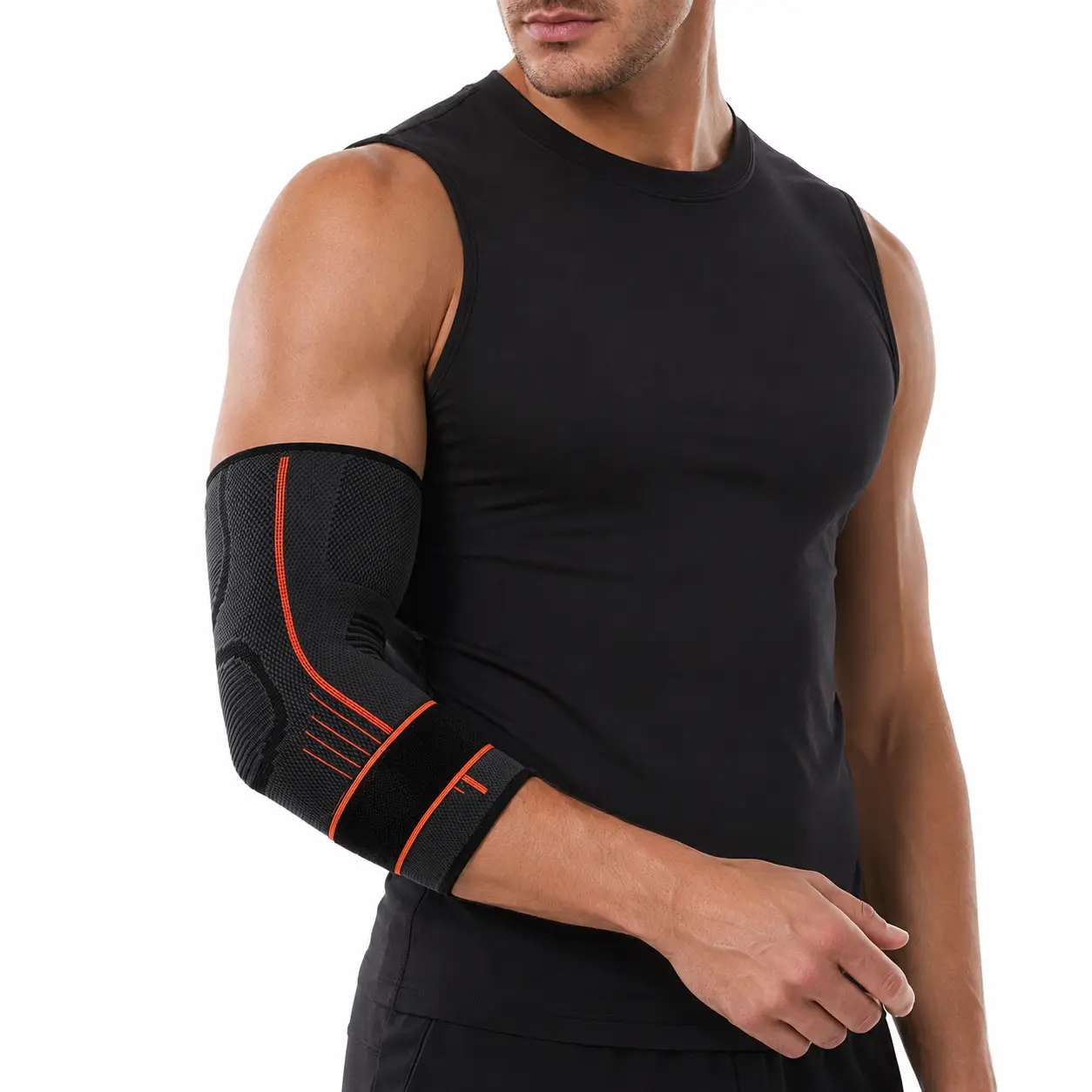 Adjustable Elbow Compression Sleeve with Breathable Wrap Strap, Support for Weightlifting, Gym Workouts, and Tennis