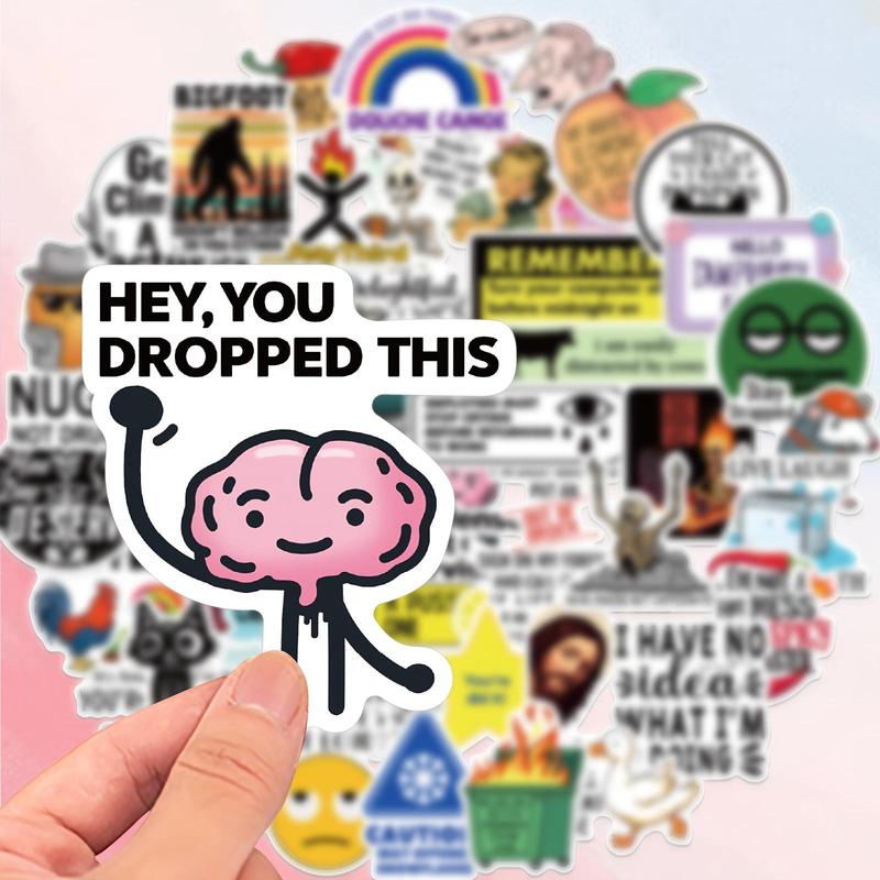 Humorous Vinyl Sticker, 50pcs Reusable Work Sticker, Funny Sticker for Laptop, Luggage, Notebook