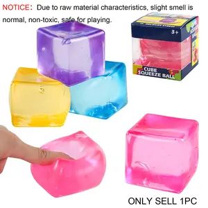 Square Stress Cube – Ice Cube Squishy Toy for Kids & Adults | Squishy Fidget Cubes, Sensory Fidget Squishies, Fidget Cube, Non-Toxic Sensory Squishy Ball, Decompression Squeeze, Stress Relief & Anxiety Toy