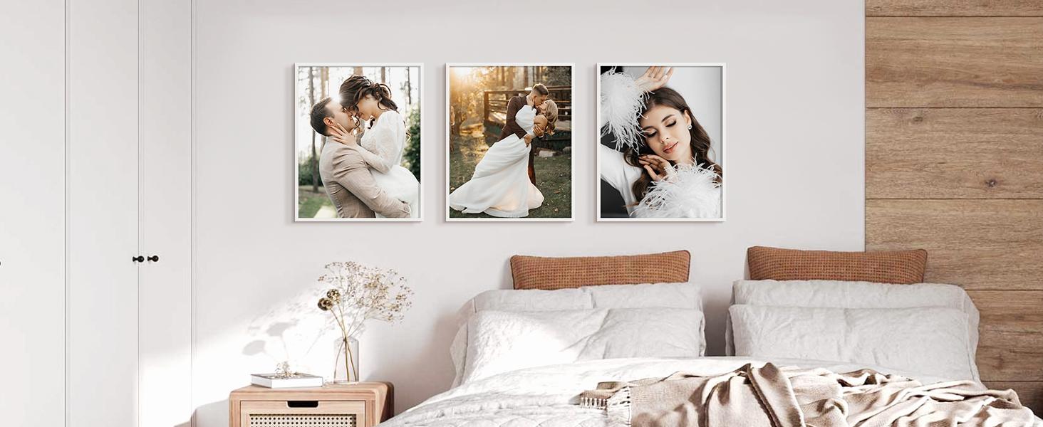 upsimples 16x24 Picture Frame Black 3 Pack, Scratch-Proof Poster Frames 16 x 24 for Photo Gallery - Slide-In Strips, Horizontal or Vertical Wall Mounting