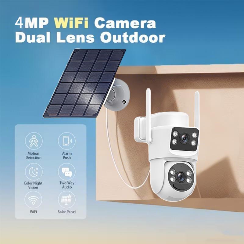 WiFi Solar-Powered Dual-Lens Camera for Mobile Remote Outdoor Night Vision HD Without Electricity