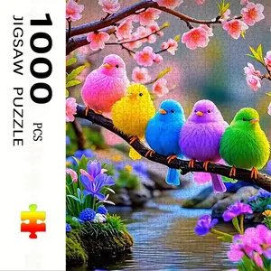 1000 Piece Five Color Birds Puzzle, Large Adult Family Interactive Puzzle Toy, DIY Home Decor Brain Challenge, Festive Gift, Durable Puzzle