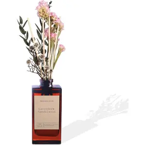Reed Diffuser Set - Lavender Essential Oil, 5 oz/150ml Sandalwood Aroma Scent Oils Bathroom Air Freshener with Flower Decoration and Diffuser Sticks,   for Room Decor