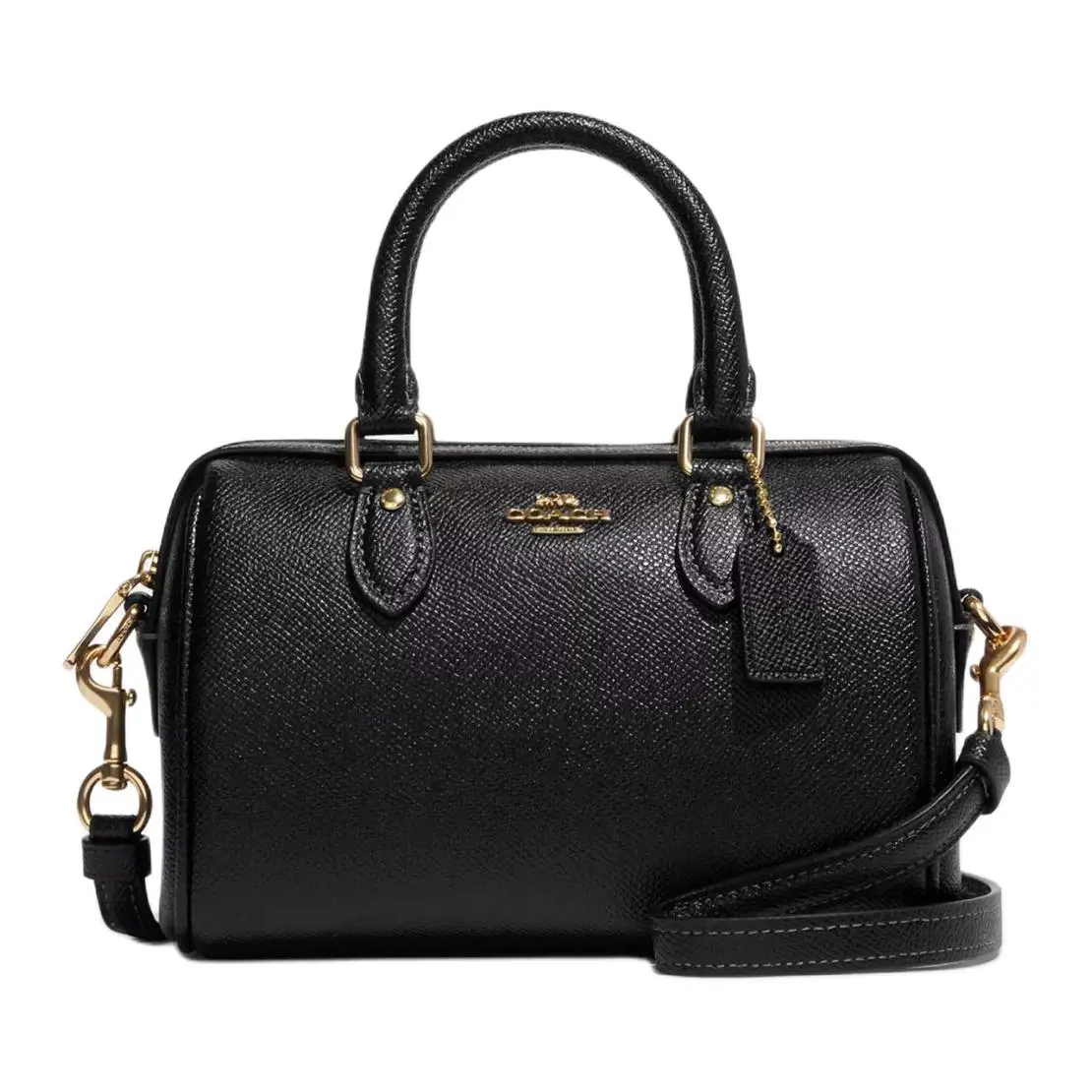 COACH Rowan 18 Small Crossbody Handbag for Women – Recycled Leather with Metal Logo Zip Closure, Black