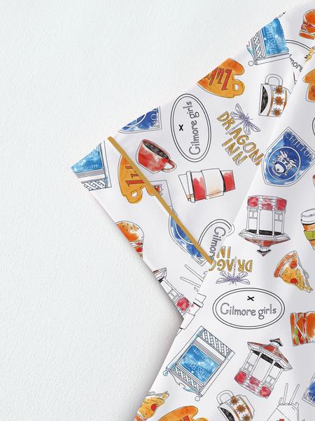 Women's Stars Hollow Gilmore Girls Comfortable Loungewear Sleepwear Set, Two-Piece Short Sleeve Top & Elastic Pants, All Seasons Fitted Nightgown Gift