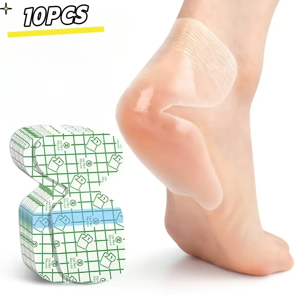 10 Pcs Heel Protector Stickers, 2-in-1 Anti-Blister Heel Grips, Invisible No Slip Shoe Heel Pads, Hydrating Formula Cracked Skin Repair for High Heels
