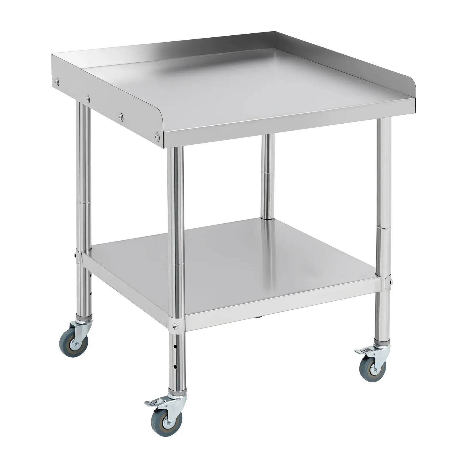 201 Stainless Steel Outdoor Grill Prep Table with Wheels Removable Backsplash BBQ Work Table Patio Food Prep Station Outdoor Kitchen Utility Table 28 Inch x 24 Inch x 30 Inch