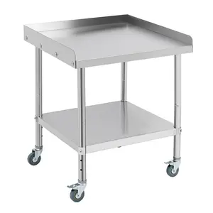 201 Stainless Steel Outdoor Grill Prep Table with Wheels Removable Backsplash BBQ Work Table Patio Food Prep Station Outdoor Kitchen Utility Table 28 Inch x 24 Inch x 30 Inch