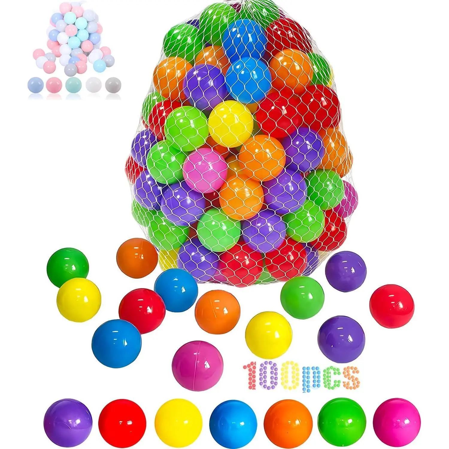 50 100 200 400 Soft Plastic Ball Pit Balls for Kids, Gift for Baby Toddler Birthday Christmas, Ball Pit Play Tent, Baby Kiddie Pool Water Toys, Party Decoration
