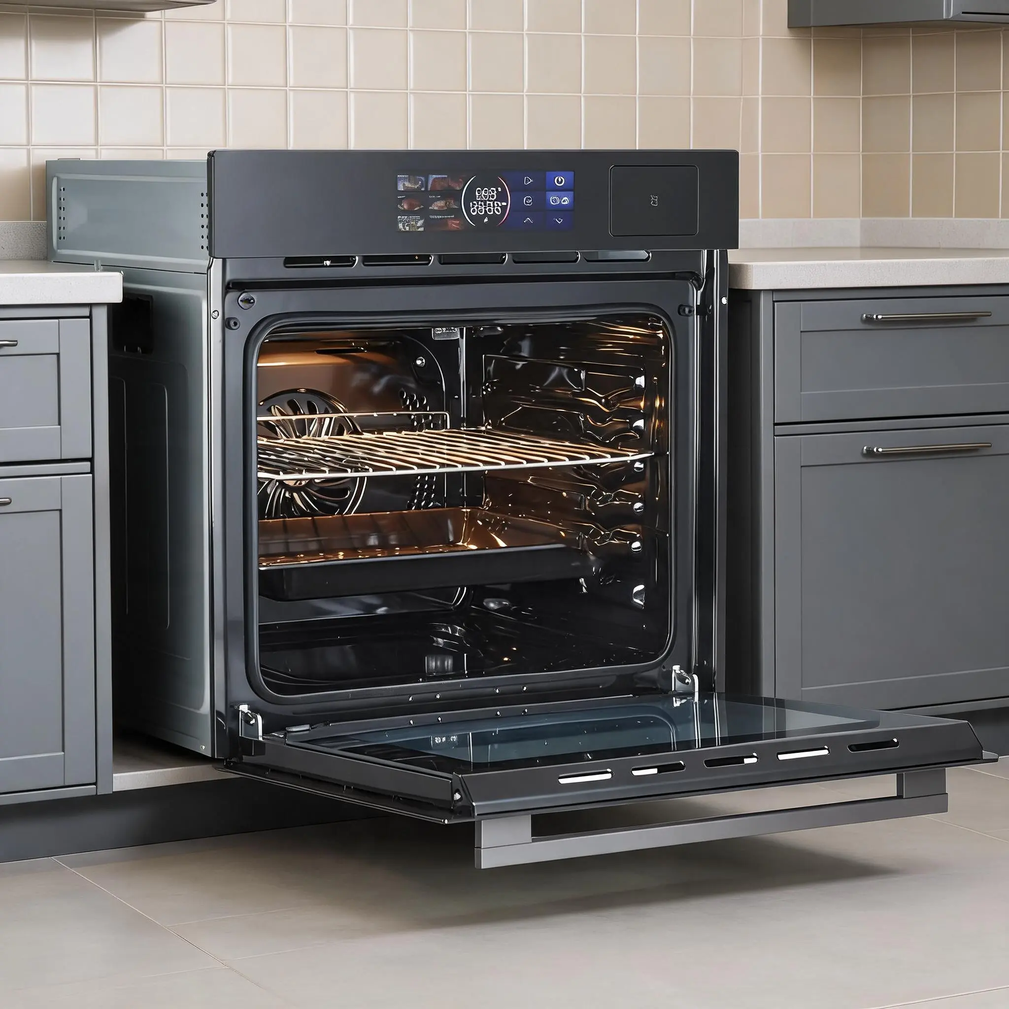 24 Inch Single Wall Oven, 2.5 Cu. Ft. Built-In, Built-In Electric Convection Oven, Versatile Cooking Options with Air Frying Function, 3000W Electric Convection, Touch Control, Timer